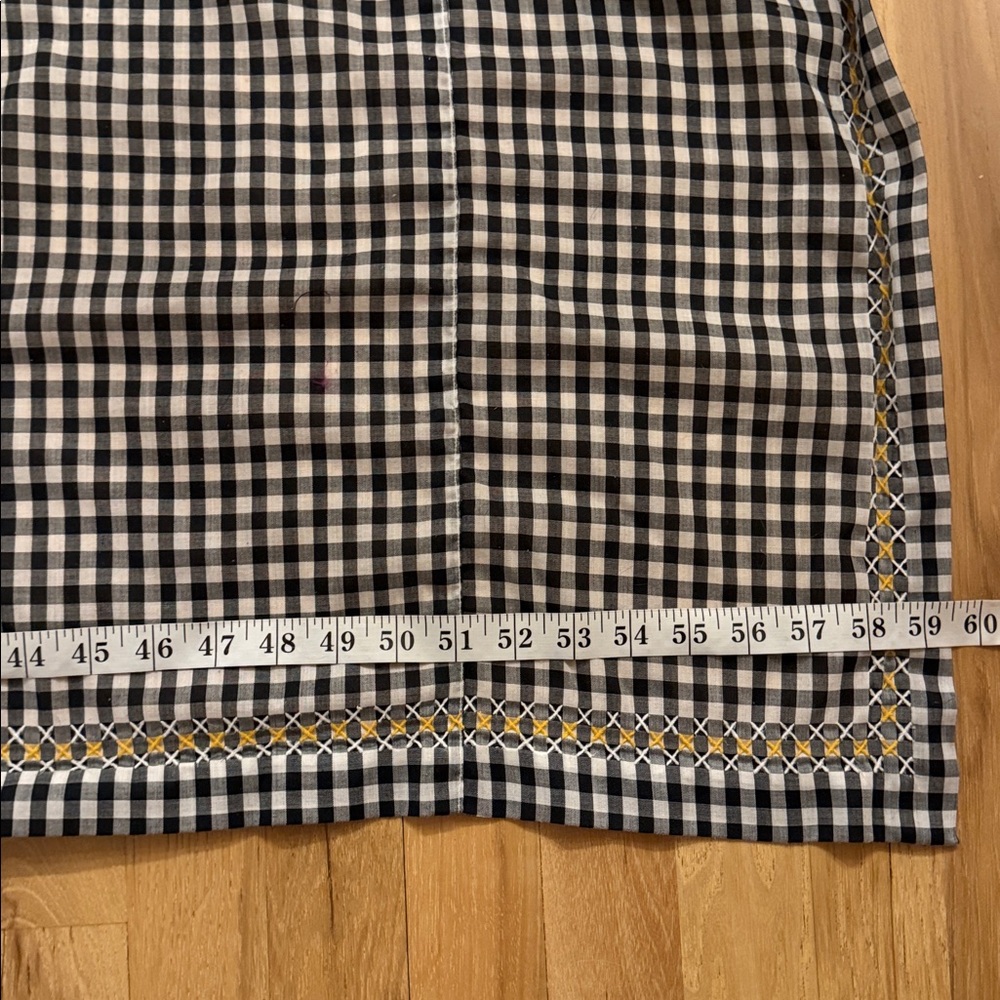 Gorgeous Black White Yellow Handmade Vintage Gingham Star Tablecloth 59.5” X 79” - Picture 6 of 7